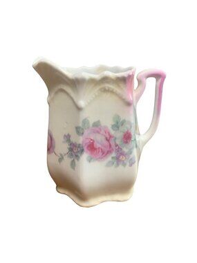 Vintage German Porcelain Creamer Pitcher Floral Pattern 4 inch tall